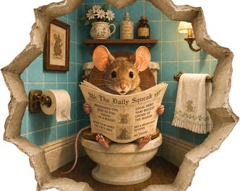 3D Mouse Hole Wall Decal - Funny Bathroom Scene - Removable & Reusable - Made in USA (5 x 5 inches)