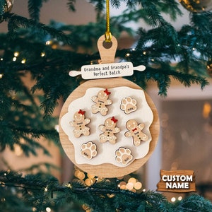 Personalized Gingerbread Christmas 2023 Ornament, Grandma & Grandpa's Perfect Batch, Cookie Ornament, Custom Family Ornament