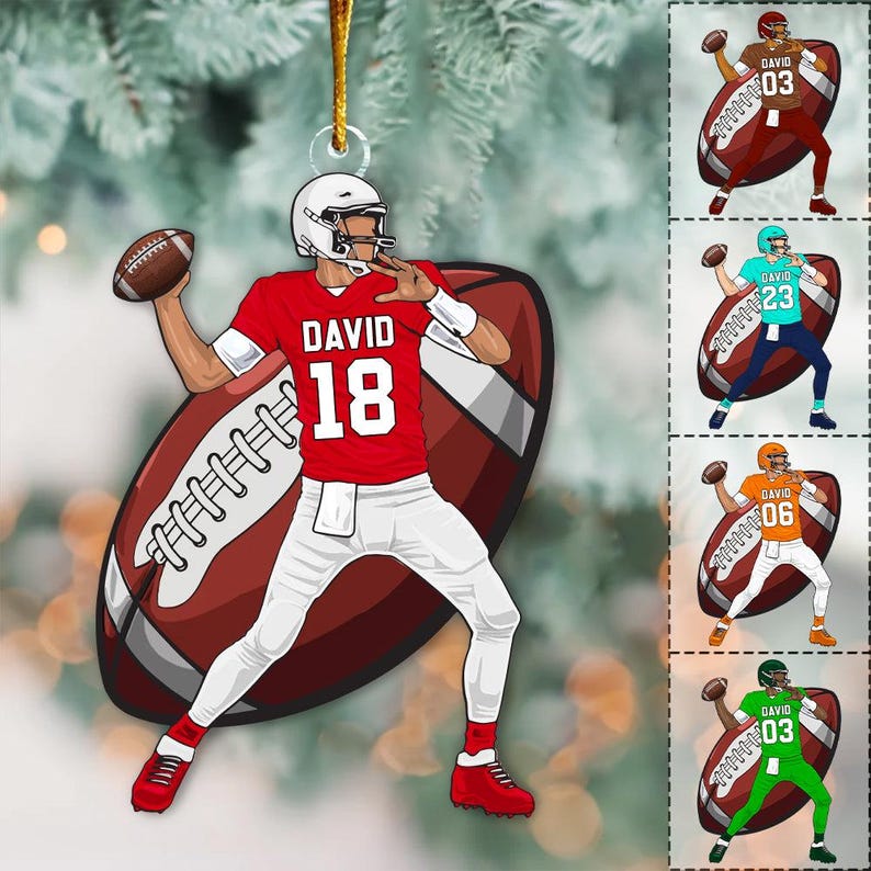 American Football Shoulder Pads Helmet Personalized Ornament Gift for