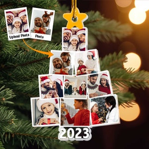 Photo Family Tree Christmas - Personalized Acrylic Photo Ornament, 1st Christmas Together, Personalized Family Christmas Ornament