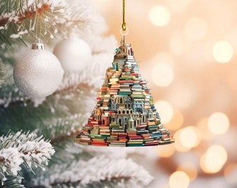 Christmas Book Tree Ornament, Book Lover Christmas Ornament, Ornament For Book Lovers, Book Club Ornament, Book Lover Christmas Gifts