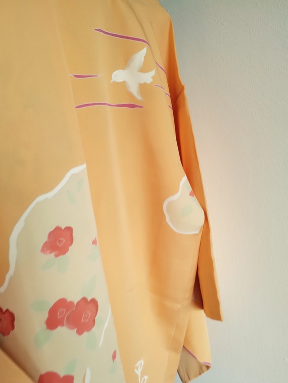 Unused Vintage Japanese Silk Haori Jacket, Pale Y… - image 10