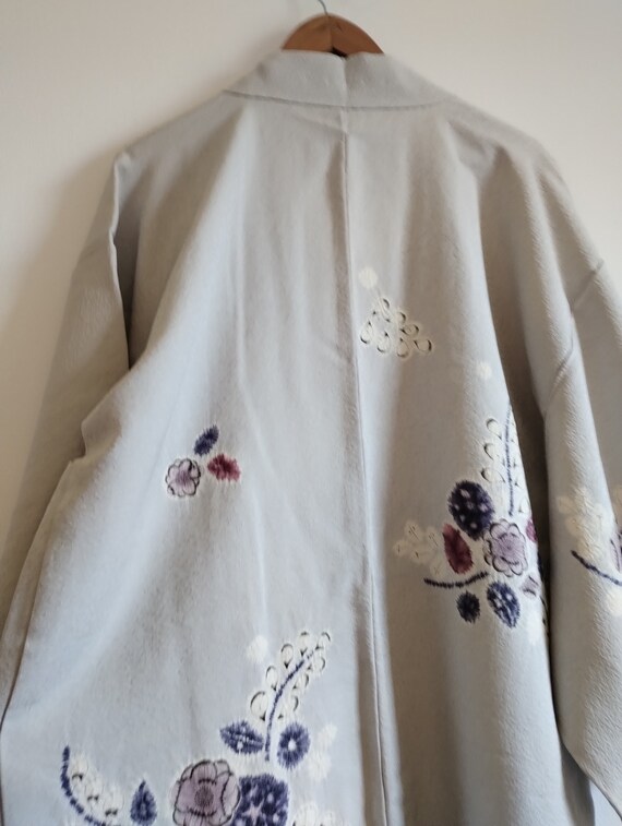 Pale Gray Color Unused Vintage Silk Haori,  Chiri… - image 7
