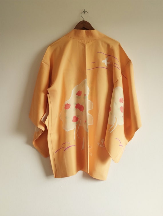 Unused Vintage Japanese Silk Haori Jacket, Pale Y… - image 8