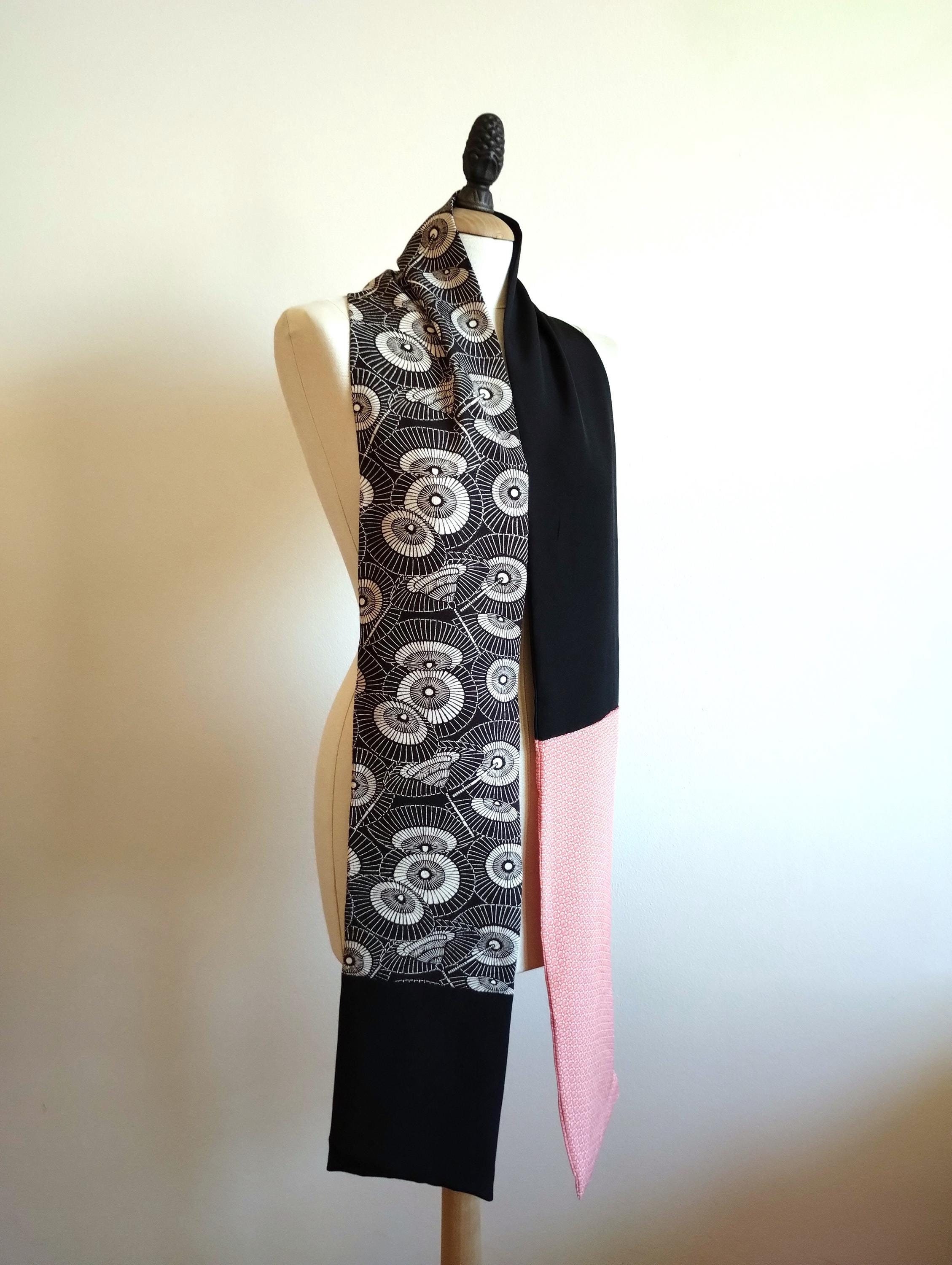 Janome Umbrella Pattern Kimono Scarf, Black, White and
