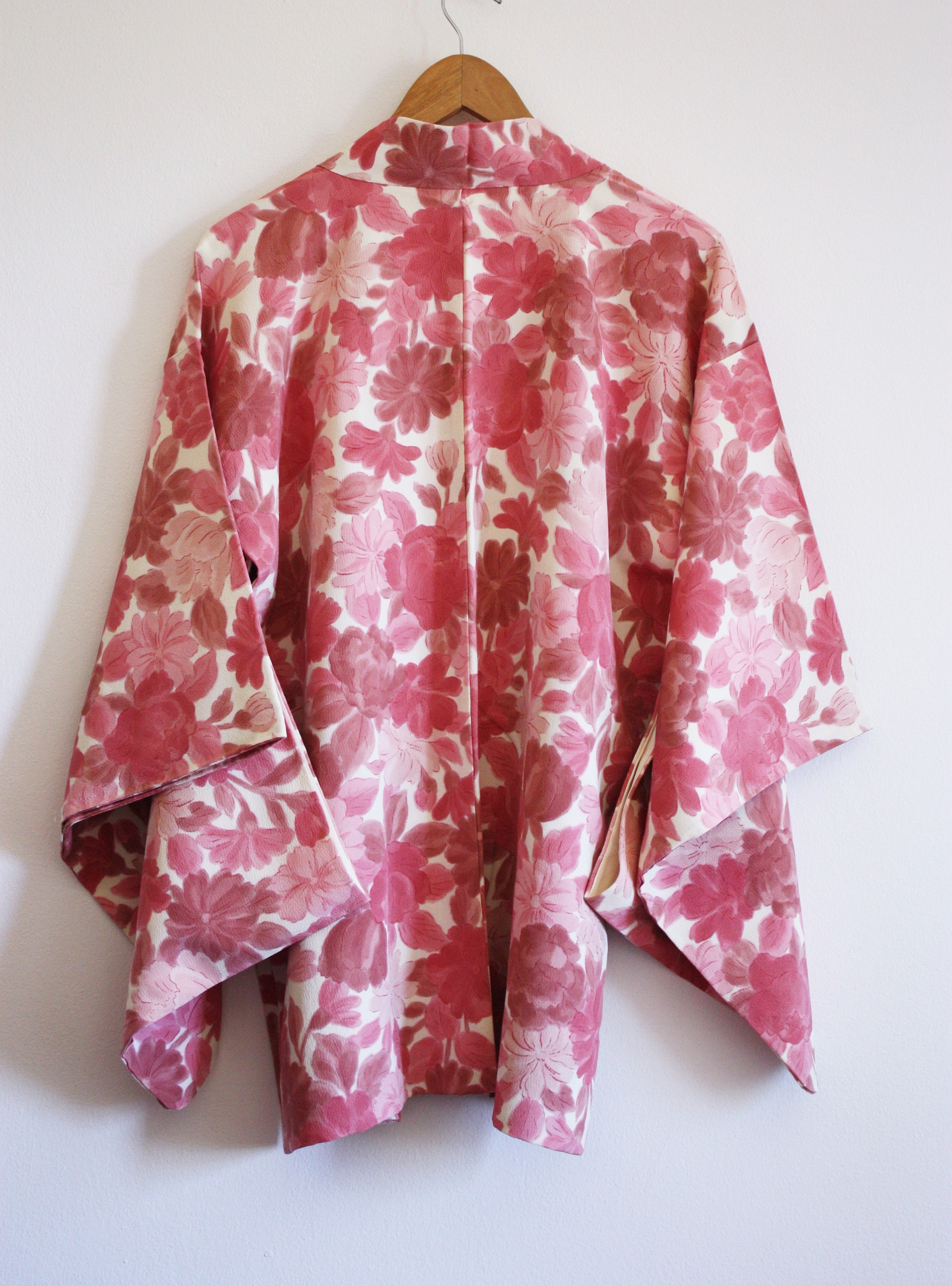 Pink Floral Pattern Japanese Haori Jacket Kawaii Silk Jacket | Etsy