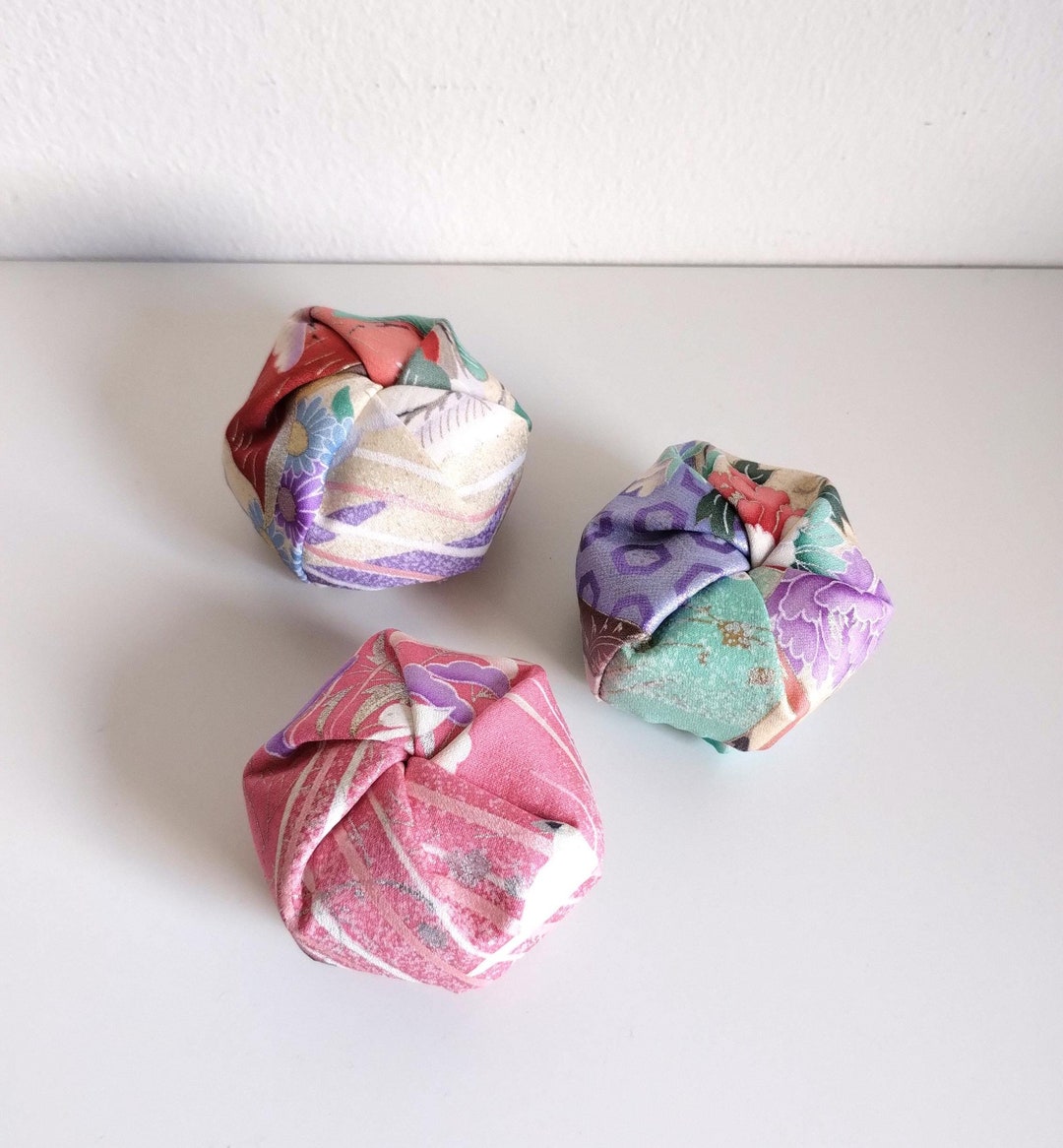 Set of 3 Jewelry Box, Floral Pattern Twist Japanese Fabric Box, Vintage ...