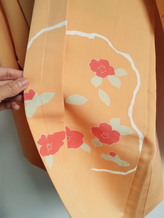 Unused Vintage Japanese Silk Haori Jacket, Pale Y… - image 5