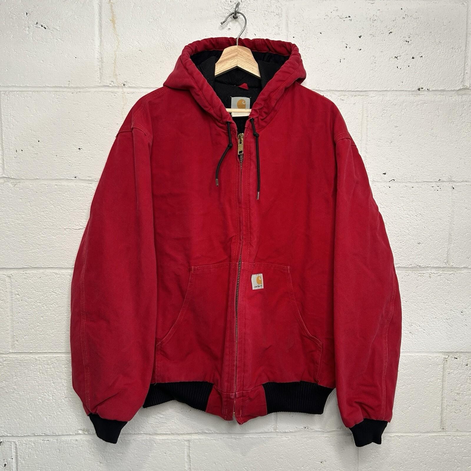 Red Carhartt Active Jacket - Etsy