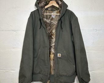 Giacca sportiva con cappuccio e fodera mimetica Carhartt X Realtree “Moss” 101074-316 da uomo, taglia M