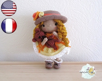 Goldilocks Crochet Doll Pattern: Amigurumi with Teddy Bear (English & French)