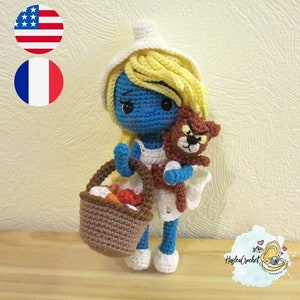 Amigurumi doll crochet Pattern : Bloumette in English and French