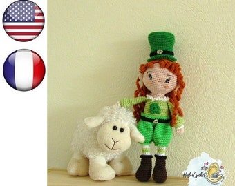 Modèle au crochet pour poupée Amigurumi : St Patrick Elf (Leprechaun) en anglais (EN) et en français (FR)