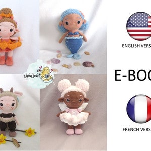 E-book beginner dolls EN-FR Amigurumi crochet pattern bundle: 4 easy dolls | doll crochet pattern | crochet pattern | amigurumi pattern