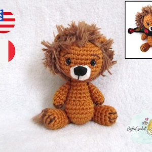 Amigurumi lion crochet pattern in English and French