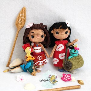 Bundle Lilo & Moana Amigurumi doll crochet Pattern in English and French image 2
