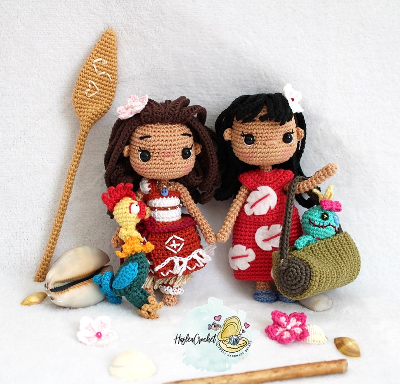 Bundle Lilo & Moana Amigurumi doll crochet Pattern in English and French image 2