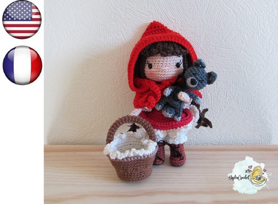 Patr n mu eca caperucita roja a crochet en ingl s y franc s