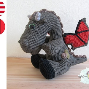 Amigurumi Dragon Crochet Pattern in English and French : Dragonausorus Rex
