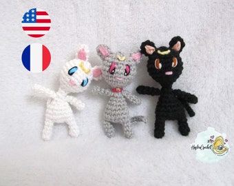 Amigurumi little kitty cat (Luna, diana or artemis) crochet pattern in English and French