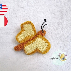 Amigurumi butterfly crochet pattern in English and French
