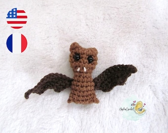 Amigurumi little bat crochet pattern in English and French