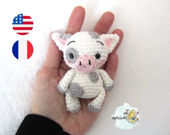 Amigurumi pua the pig crochet pattern in English and French