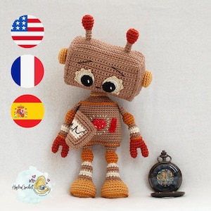 Amigurumi Häkelpuppe Anleitung : WiLo Wireless Love Roboter in Englisch, Spanisch und in Französisch
