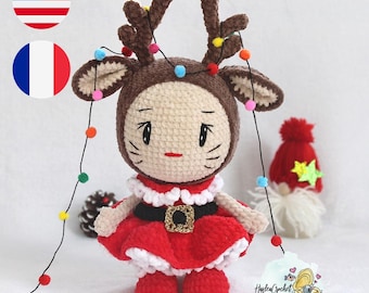 Amigurumi crochet doll Pattern : Ruby the little reindeer| in English and in French