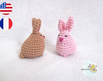 Modèle au crochet Amigurumi de petits lapins de Pâques en anglais et en français