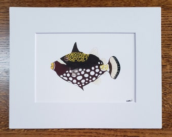 Clown Triggerfish Balistoides matted fine art PRINT reef art gift for him/her love family mom birthday holiday friends wall art home decor