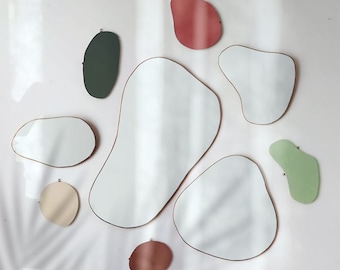 wiwi handmade mirrors set, irregular mirrors, asymmetrical mirrors, organic mirrors, aesthetic mirrors wall decor