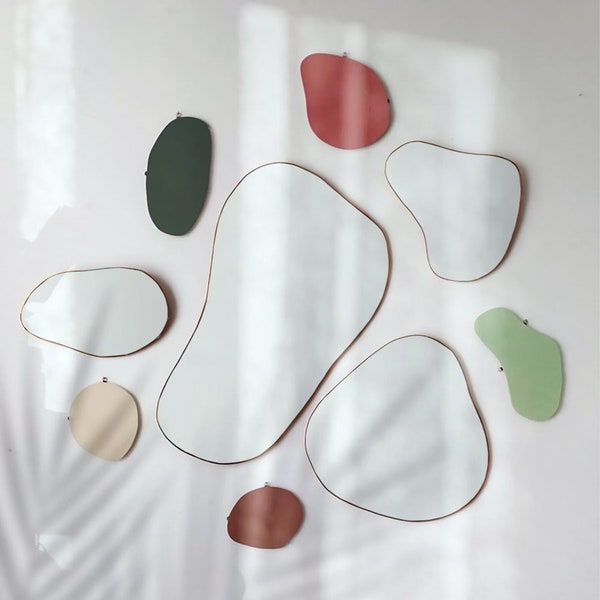 wiwi handmade mirrors set, irregular mirrors, asymmetrical mirrors, organic mirrors, aesthetic mirrors wall decor