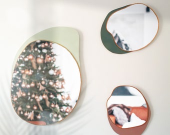 bubu christmas handmade mirrors set, irregular mirrors, asymmetrical mirrors, organic mirrors, aesthetic mirrors wall decor