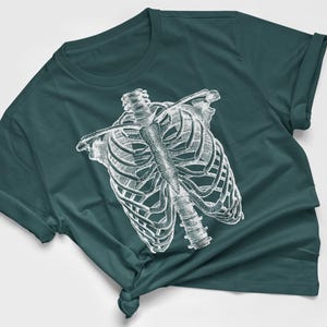 Ribcage Comfort Colors® Cotton T-Shirt | Anatomy Graphic Tee | Gothic Rib Cage Shirt | Human Skeleton Bones Shirt | Halloween Gothic Tee