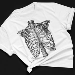 Ribcage Comfort Colors® Cotton T-Shirt | Anatomy Graphic Tee | Gothic Rib Cage Shirt | Human Skeleton Bones Shirt | Halloween Gothic Tee