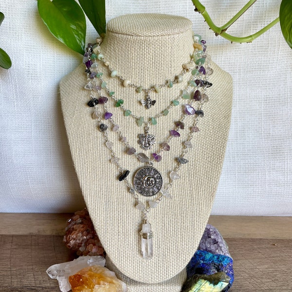 Silver Wire Wrapped Crystal Chain Necklaces with Mix & Match Charms | Crystal Jewelry | Hippie Jewelry | Bohemian Jewelry