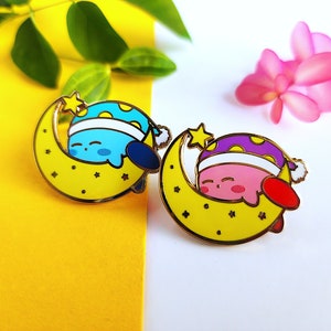 Sleepy Kirby Enamel Pin | Pink | Blue