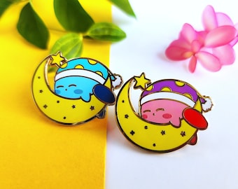 Schläfriger Kirby Emaille Pin | Rosa | Blau