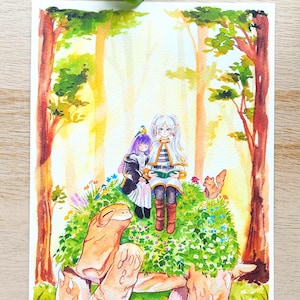 Frieren and Fern | Watercolor Print | A4