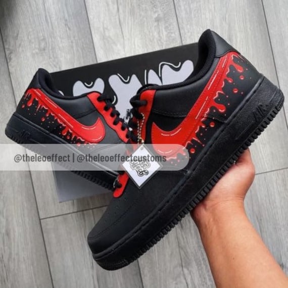 Custom Hand Painted Ombre Gradient Black Nike Air Force 1 – B