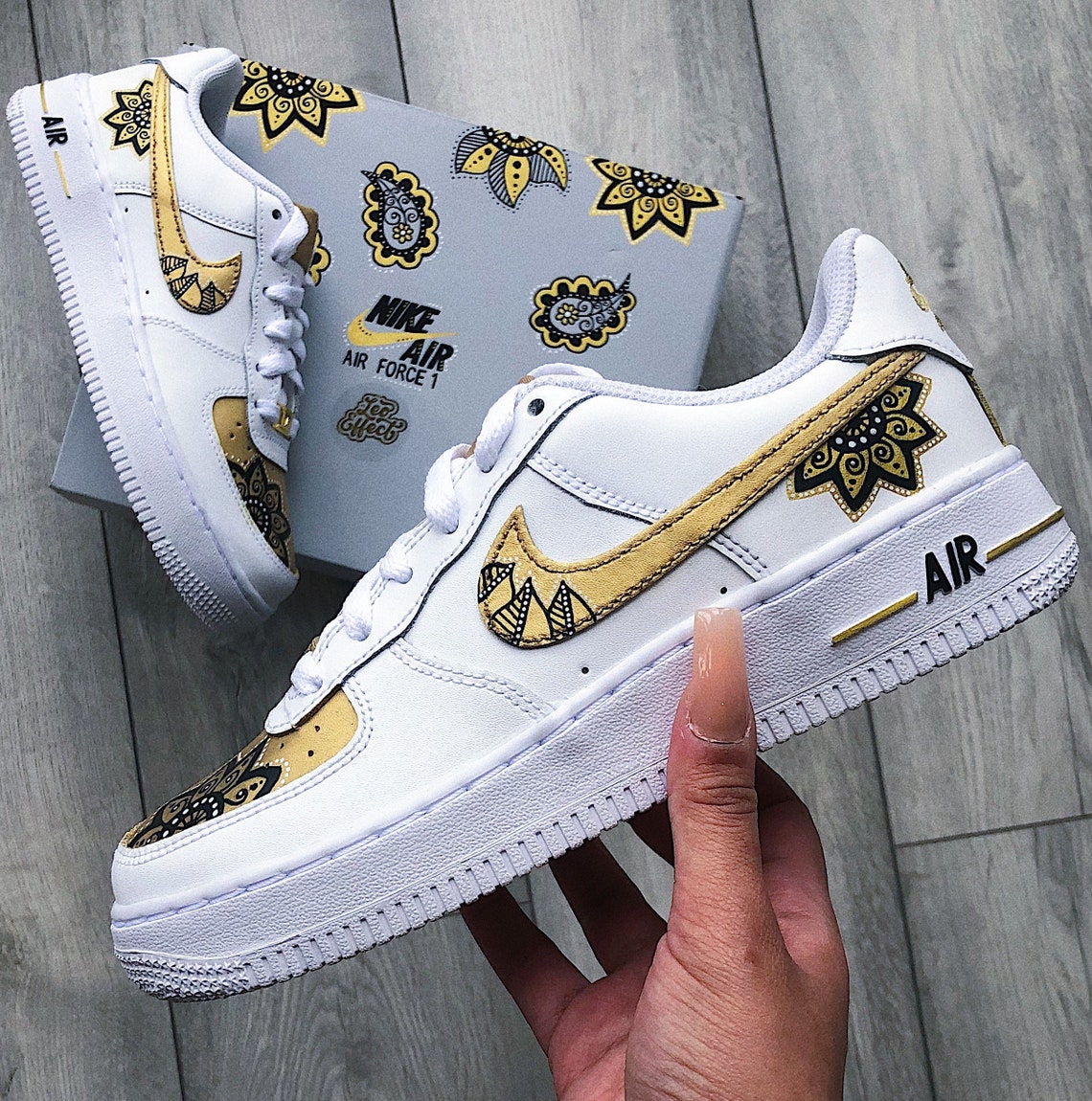 custom air force 1 white and gold