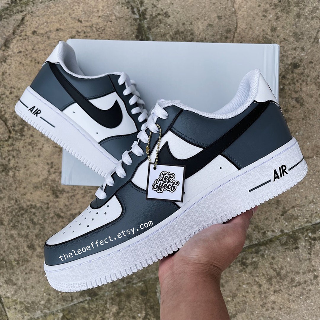 Black and Gray Custom Air Force 1 Low/Mid/High Sneakers Low / 8.5 M / 10 W