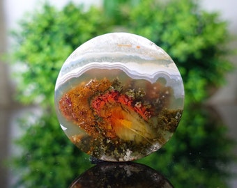 PLUME AGATE ORBS Cabochon Beautiful image for jewelry