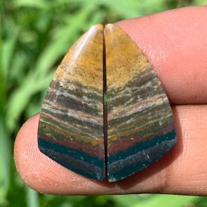 PAIRE DE PIERRES DE SANG CABOCHON, Indonésie | parfait pour les cadeaux | guérison
