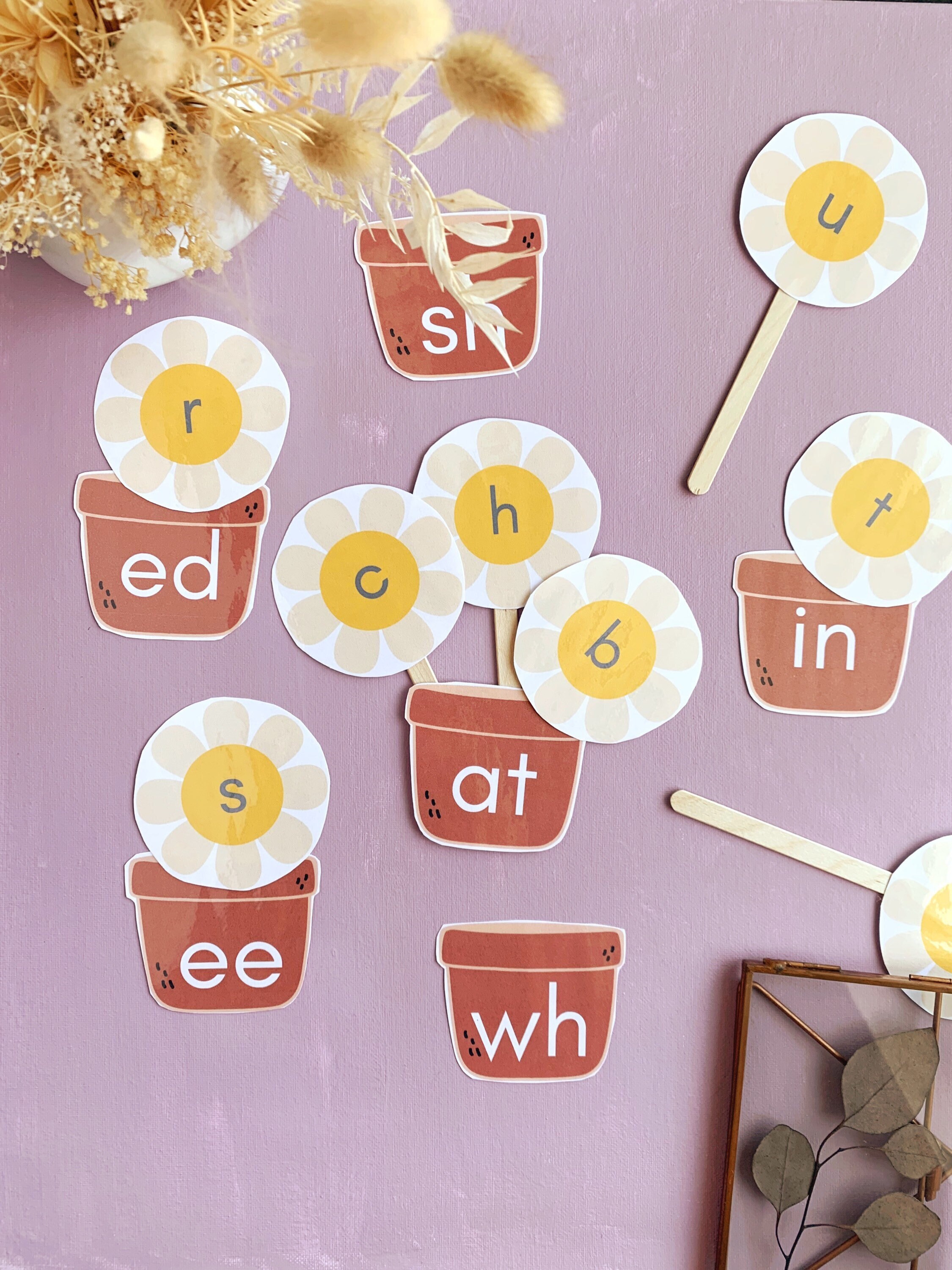 Daisy flowerpot game matching word beginnings and endings kindergarten cvc words Toys & Games