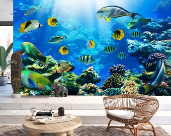 Underwater Wallpaper Sea Ocean 3d Kids Nursery Peel And Stick Removable Self Adhesive Wall Mural Boy Room