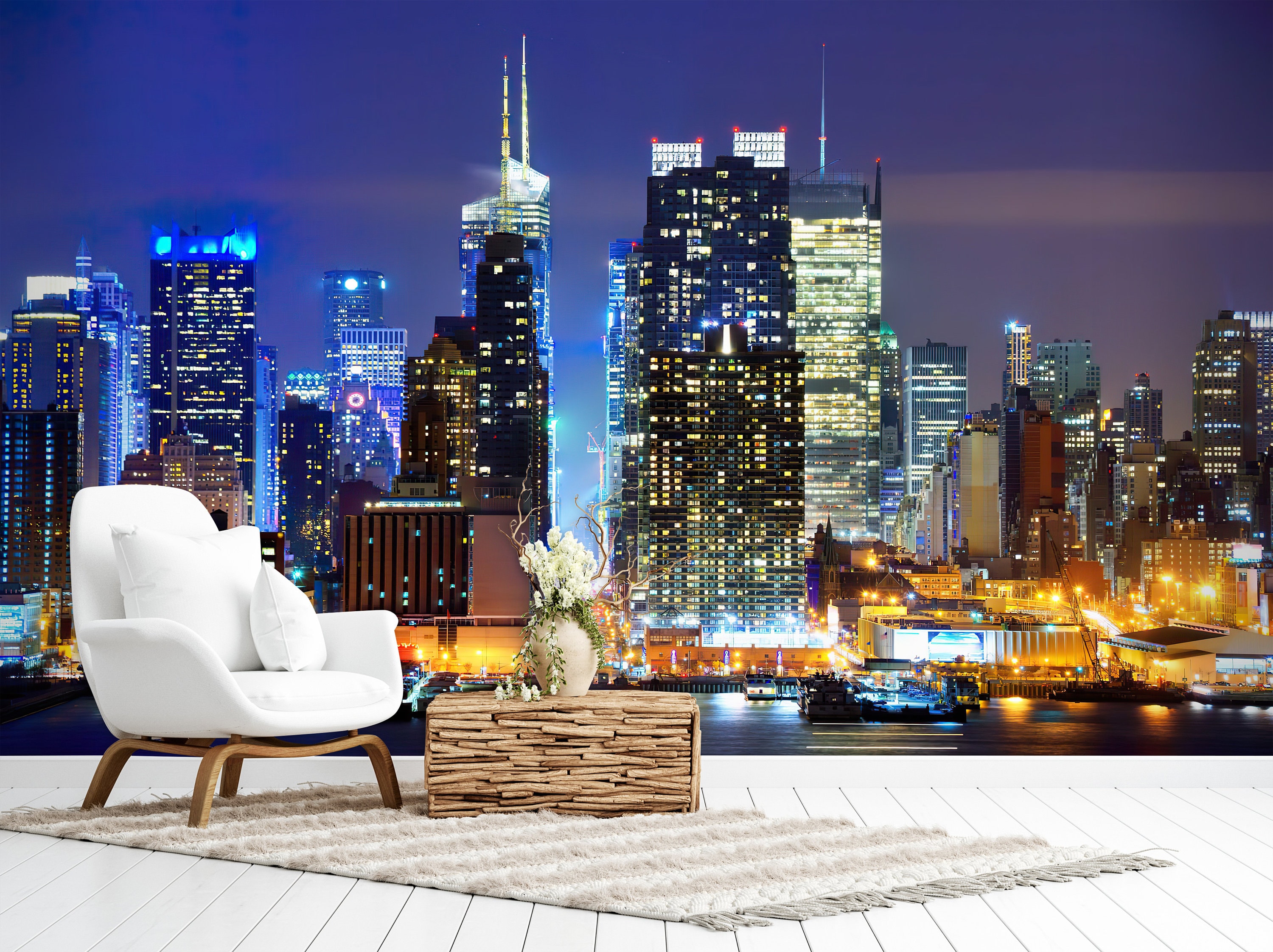 New York Wallpaper NYC 3d City Skyline Panorama Brooklyn Peel - Etsy