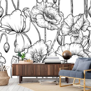 black white wallpaper floral