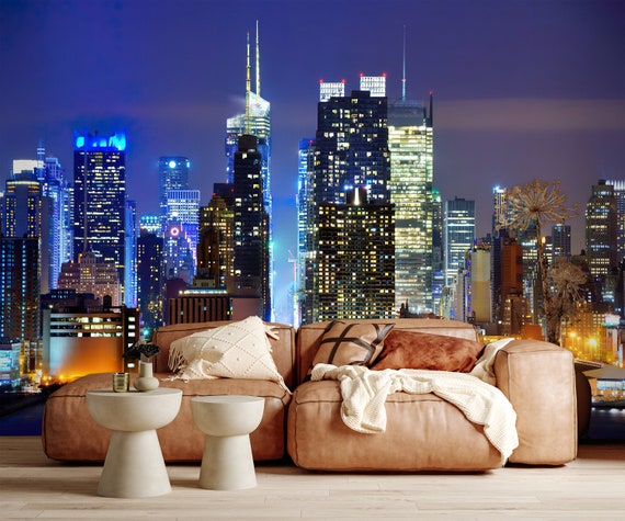 New York Wallpaper NYC 3d City Skyline Panorama Brooklyn Peel - Etsy